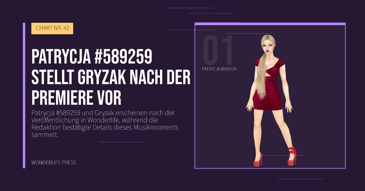 Wonderlife Press: Patrycja #589259 stellt Gryzak nach der Premiere vor. Künstlerporträt. CHART NR. 42.