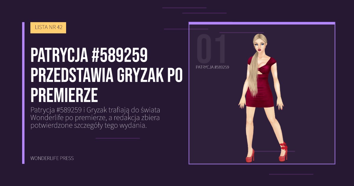 Wonderlife Press: Patrycja #589259 przedstawia Gryzak po premierze. portret artystów. LISTA NR 42.