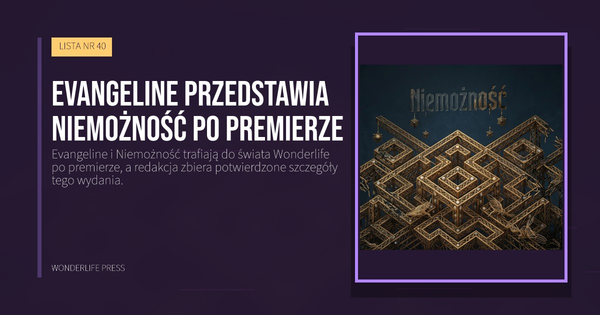 Wonderlife Press: Evangeline przedstawia Niemożność po premierze. okładka wydawnictwa. LISTA NR 40.