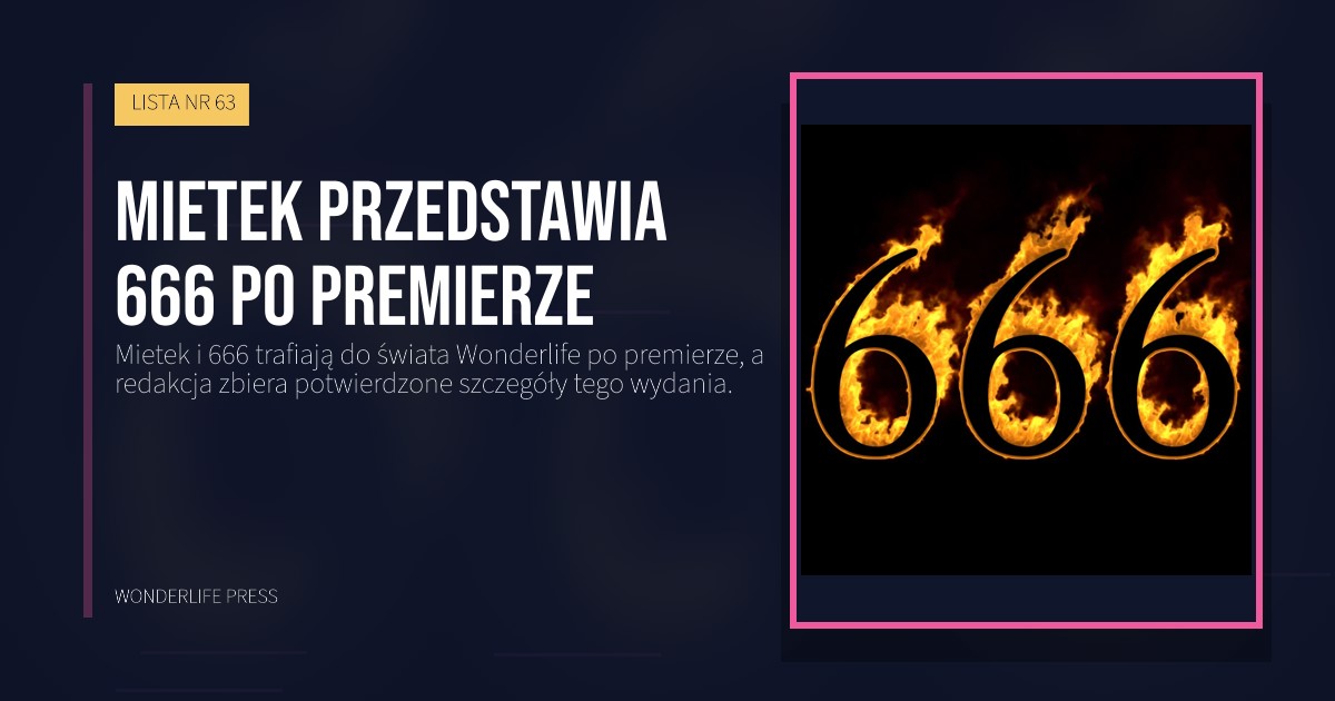 Wonderlife Press: Mietek przedstawia 666 po premierze. okładka wydawnictwa. LISTA NR 63.