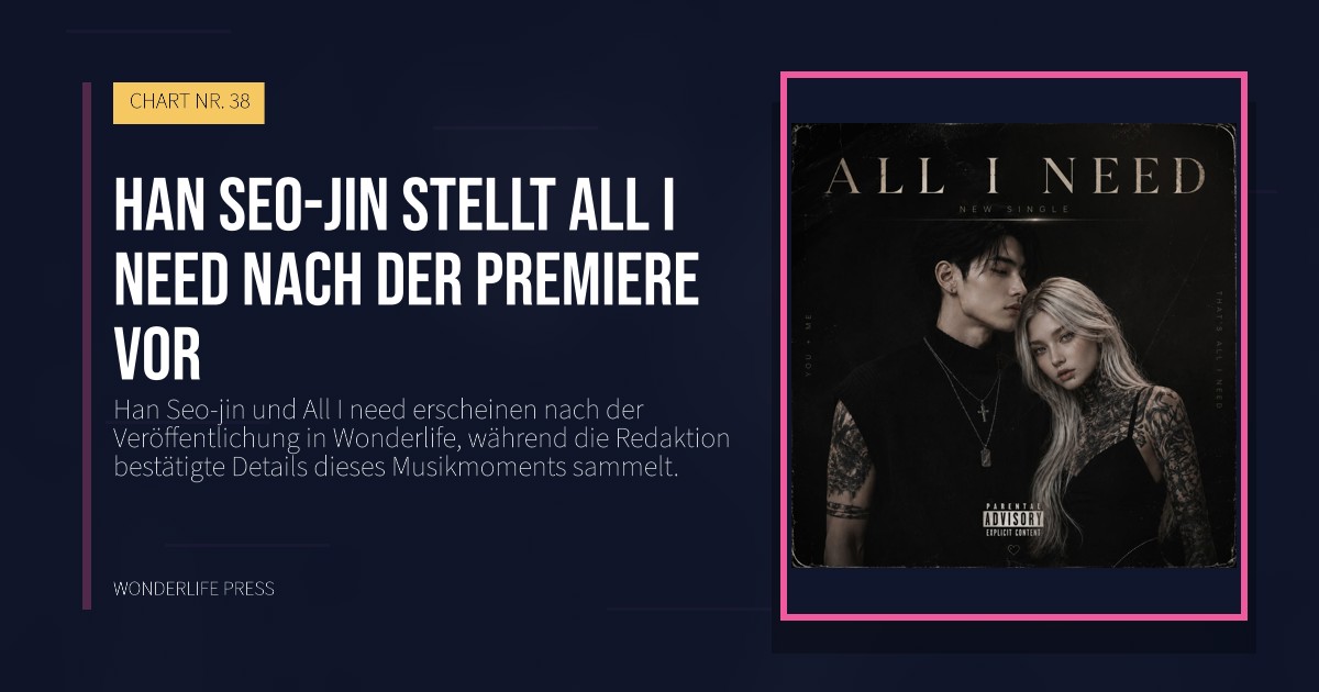 Wonderlife Press: Han Seo-jin stellt All I need nach der Premiere vor. Veröffentlichungscover. CHART NR. 38.