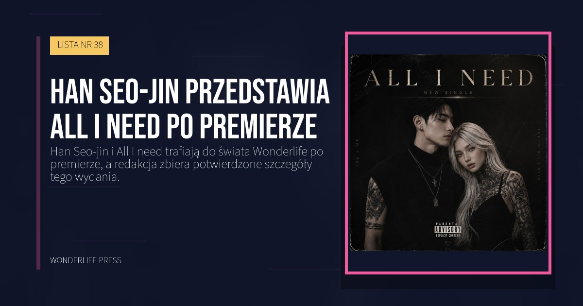 Wonderlife Press: Han Seo-jin przedstawia All I need po premierze. okładka wydawnictwa. LISTA NR 38.