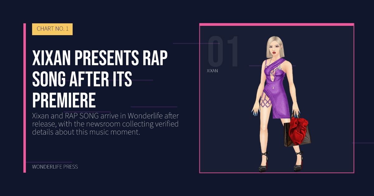 Wonderlife Press: Xixan presents RAP SONG after its premiere. artist portrait. CHART NO. 1.