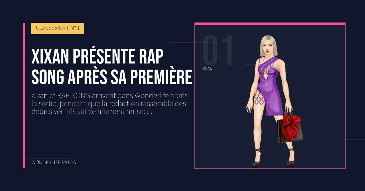 Wonderlife Press: Xixan présente RAP SONG après sa première. portrait des artistes. CLASSEMENT N° 1.