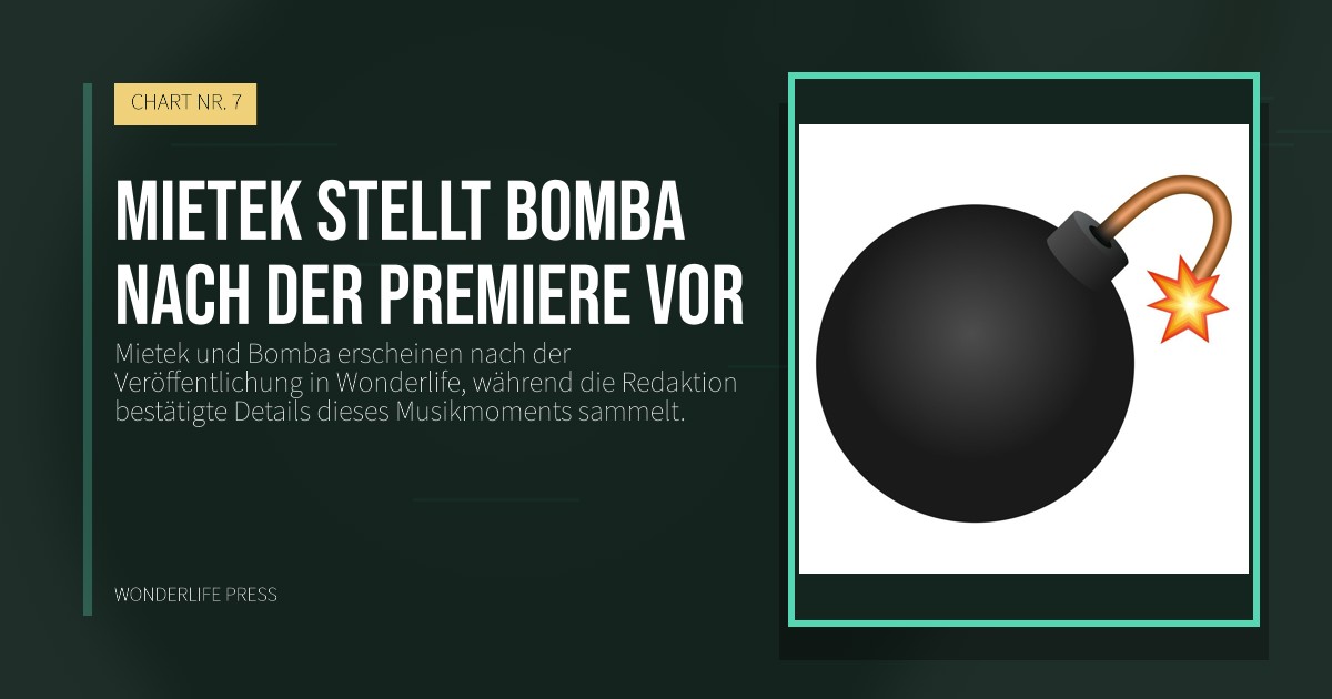 Wonderlife Press: Mietek stellt Bomba nach der Premiere vor. Veröffentlichungscover. CHART NR. 7.