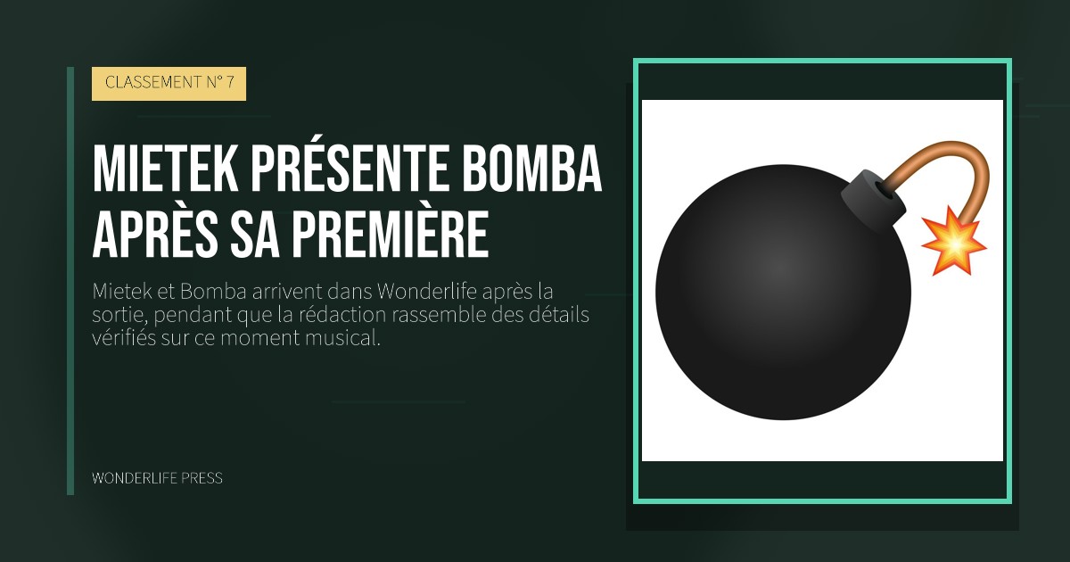 Wonderlife Press: Mietek présente Bomba après sa première. pochette de la sortie. CLASSEMENT N° 7.