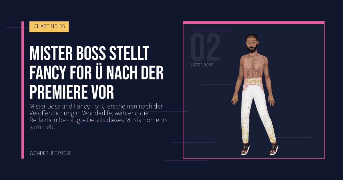 Wonderlife Press: Mister Boss stellt Fancy For Ü nach der Premiere vor. Künstlerporträt. CHART NR. 30.