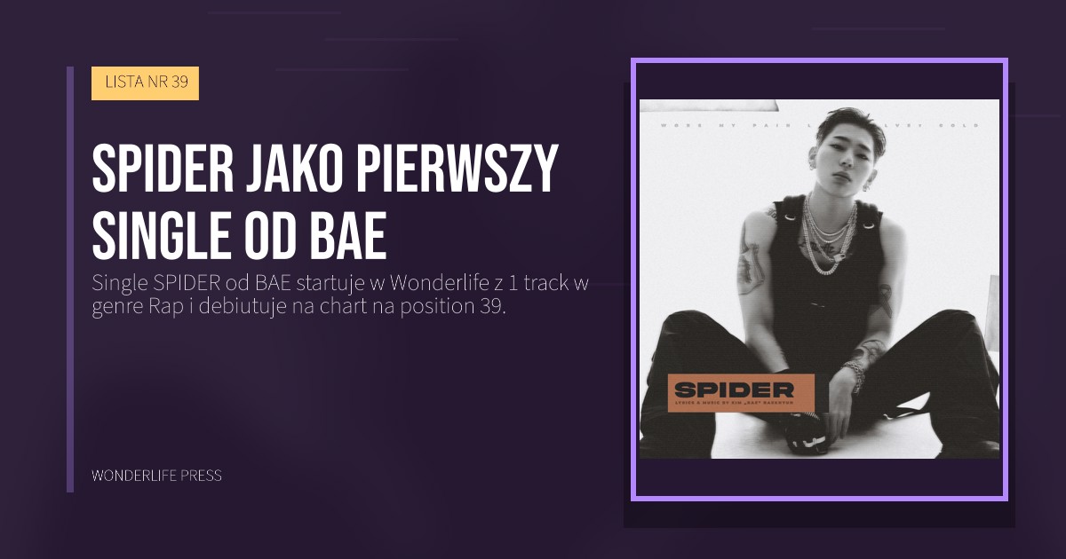 Wonderlife Press: SPIDER jako pierwszy Single od BAE. okładka wydawnictwa. LISTA NR 39.