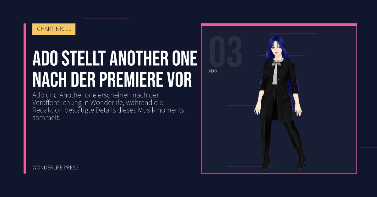 Wonderlife Press: Ado stellt Another one nach der Premiere vor. Künstlerporträt. CHART NR. 11.