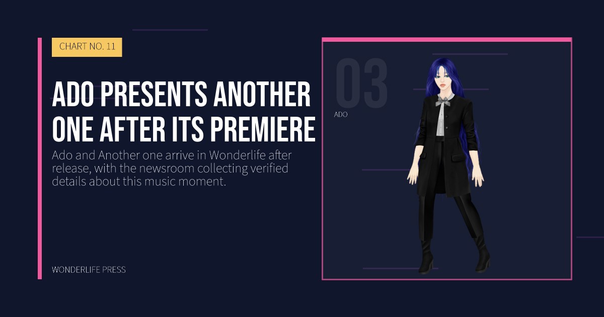 Wonderlife Press: Ado presents Another one after its premiere. artist portrait. CHART NO. 11.