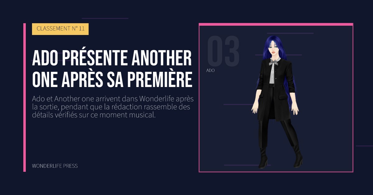 Wonderlife Press: Ado présente Another one après sa première. portrait des artistes. CLASSEMENT N° 11.