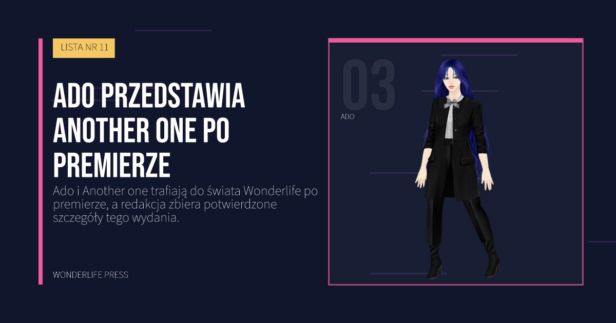 Wonderlife Press: Ado przedstawia Another one po premierze. portret artystów. LISTA NR 11.
