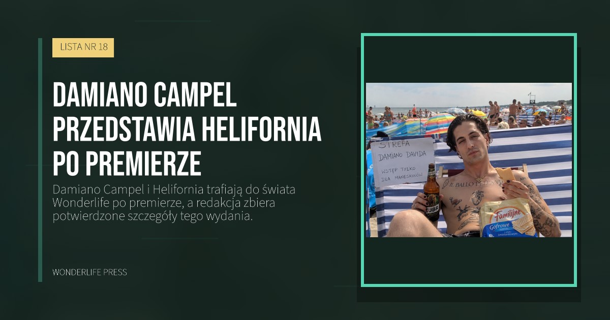 Wonderlife Press: Damiano Campel przedstawia Helifornia po premierze. okładka wydawnictwa. LISTA NR 18.