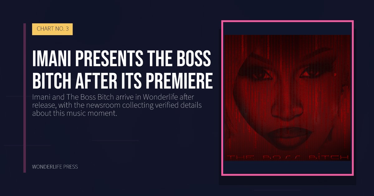 Wonderlife Press: Imani presents The Boss Bitch after its premiere. release artwork. CHART NO. 3.