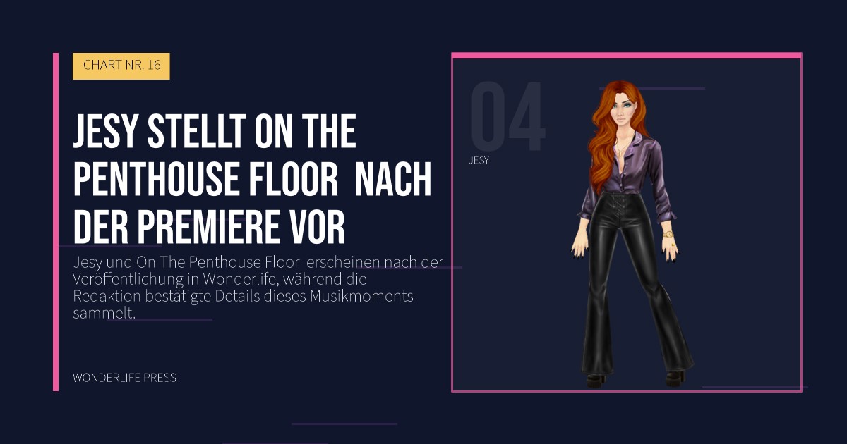 Wonderlife Press: Jesy stellt On The Penthouse Floor  nach der Premiere vor. Künstlerporträt. CHART NR. 16.