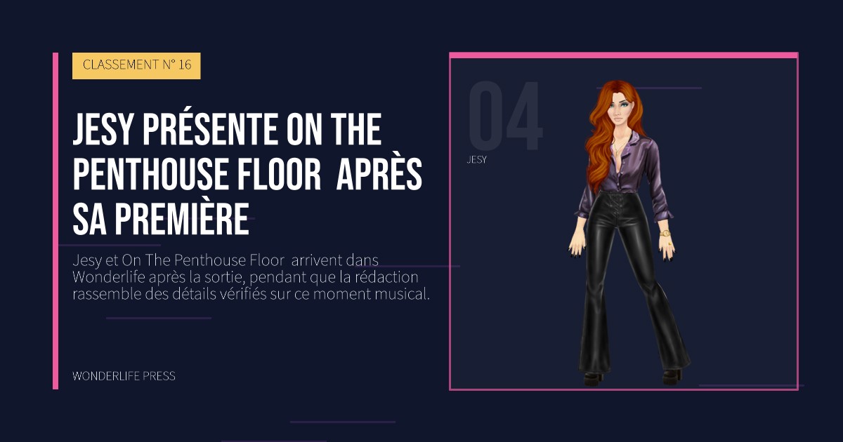 Wonderlife Press: Jesy présente On The Penthouse Floor  après sa première. portrait des artistes. CLASSEMENT N° 16.