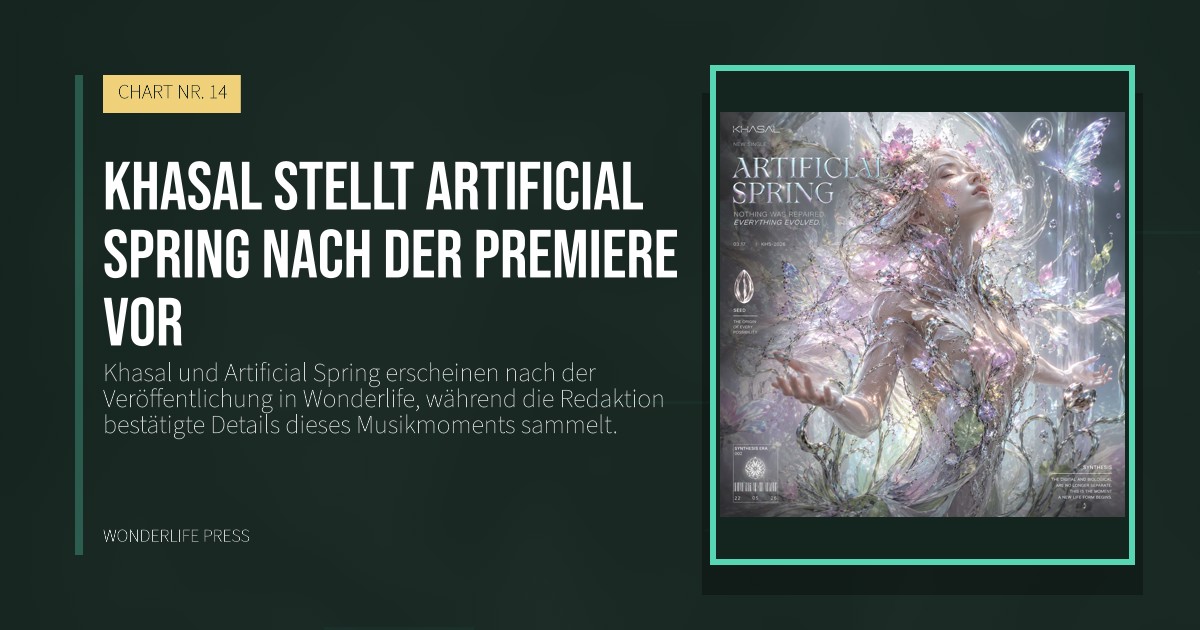 Wonderlife Press: Khasal stellt Artificial Spring nach der Premiere vor. Veröffentlichungscover. CHART NR. 14.