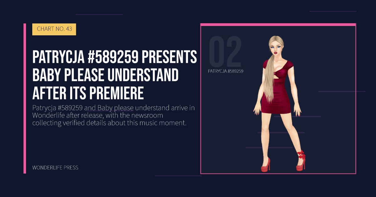Wonderlife Press: Patrycja #589259 presents Baby please understand after its premiere. artist portrait. CHART NO. 43.