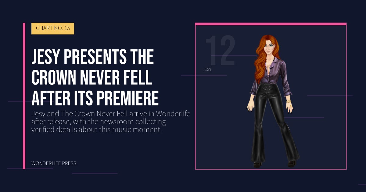 Wonderlife Press: Jesy presents The Crown Never Fell after its premiere. artist portrait. CHART NO. 15.
