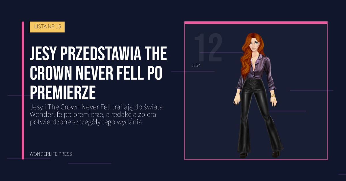 Wonderlife Press: Jesy przedstawia The Crown Never Fell po premierze. portret artystów. LISTA NR 15.