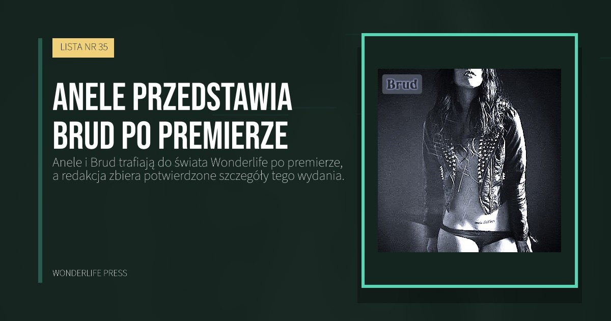 Wonderlife Press: Anele przedstawia Brud po premierze. okładka wydawnictwa. LISTA NR 35.