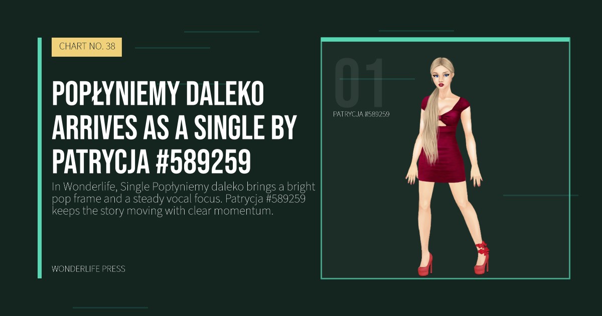 Wonderlife Press: Popłyniemy daleko arrives as a Single by Patrycja #589259. artist portrait. CHART NO. 38.