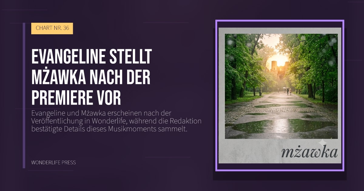 Wonderlife Press: Evangeline stellt Mżawka nach der Premiere vor. Veröffentlichungscover. CHART NR. 36.