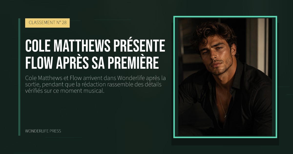 Wonderlife Press: Cole Matthews présente Flow après sa première. pochette de la sortie. CLASSEMENT N° 28.