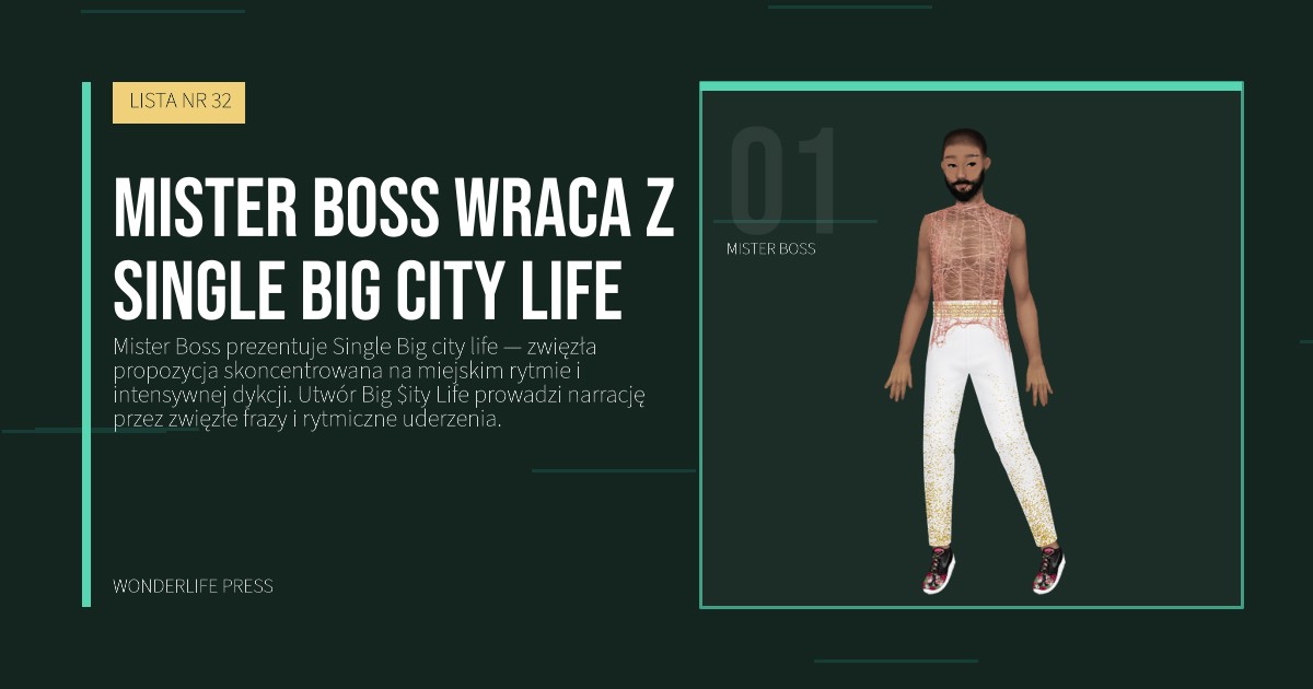 Wonderlife Press: Mister Boss wraca z Single Big city life. portret artystów. LISTA NR 32.