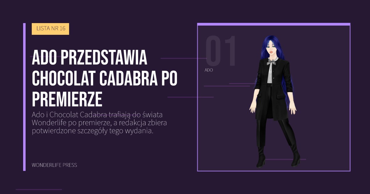Wonderlife Press: Ado przedstawia Chocolat Cadabra po premierze. portret artystów. LISTA NR 16.