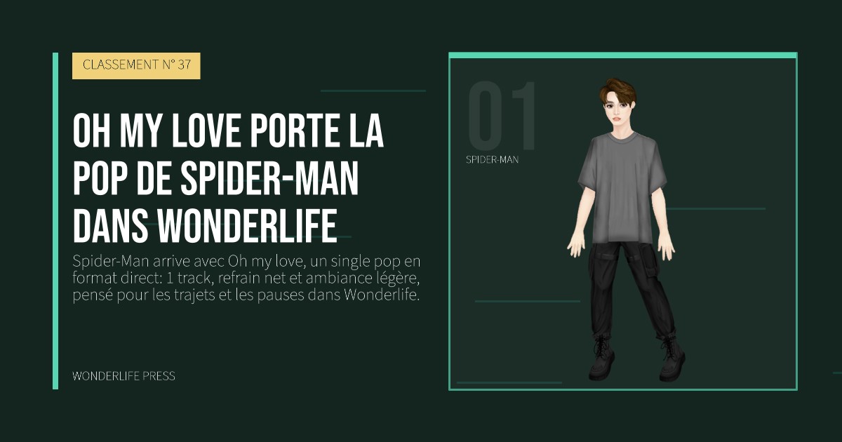 Wonderlife Press: Oh my love porte la pop de Spider-Man dans Wonderlife. portrait des artistes. CLASSEMENT N° 37.