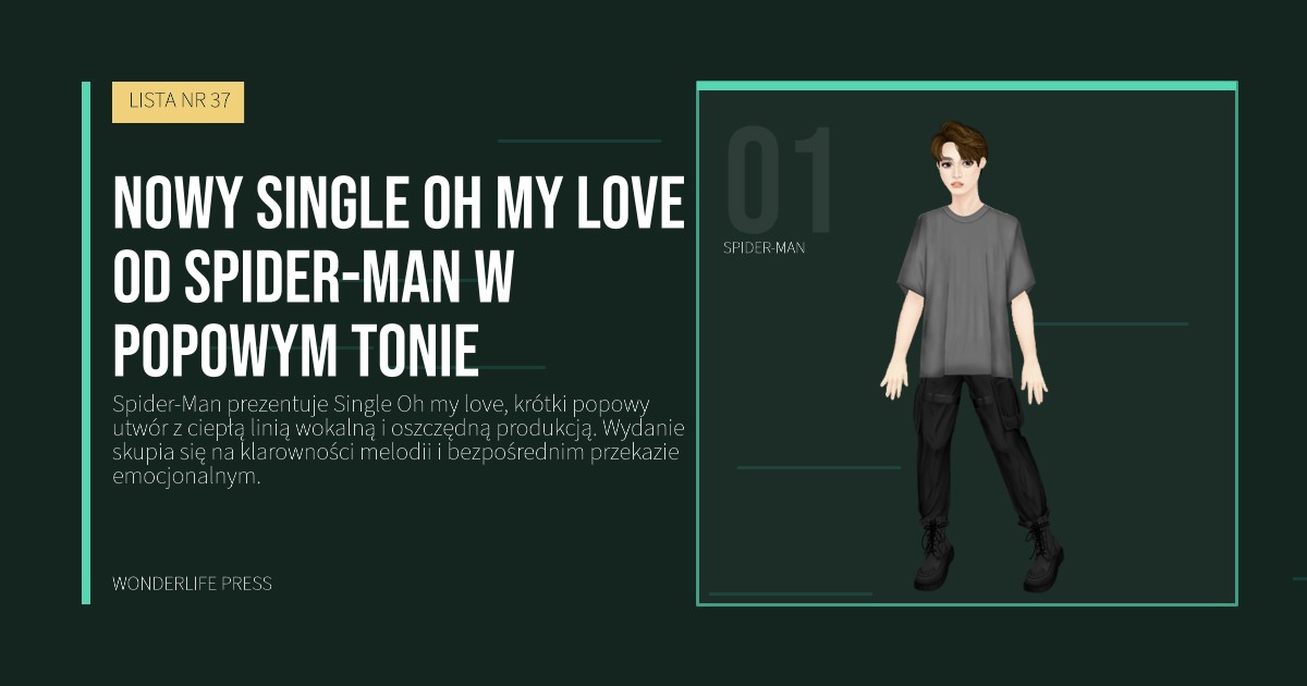 Wonderlife Press: nowy Single Oh my love od Spider-Man w popowym tonie. portret artystów. LISTA NR 37.