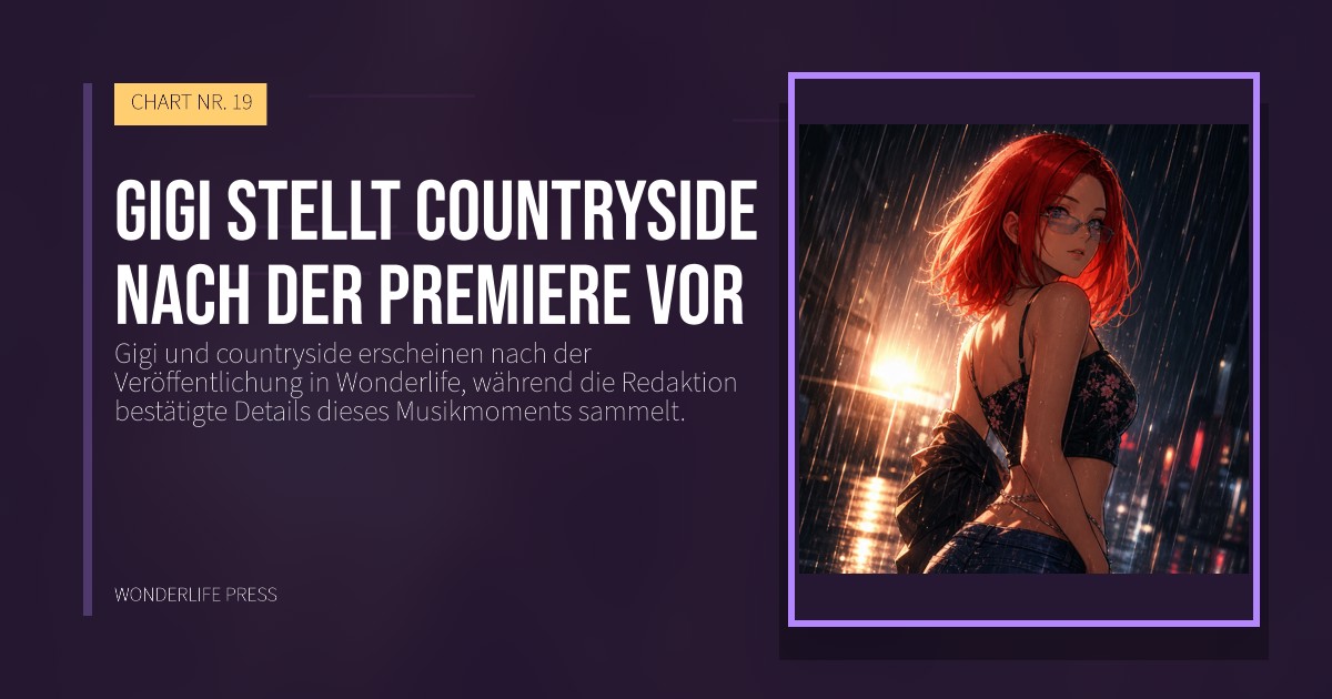 Wonderlife Press: Gigi stellt countryside nach der Premiere vor. Veröffentlichungscover. CHART NR. 19.