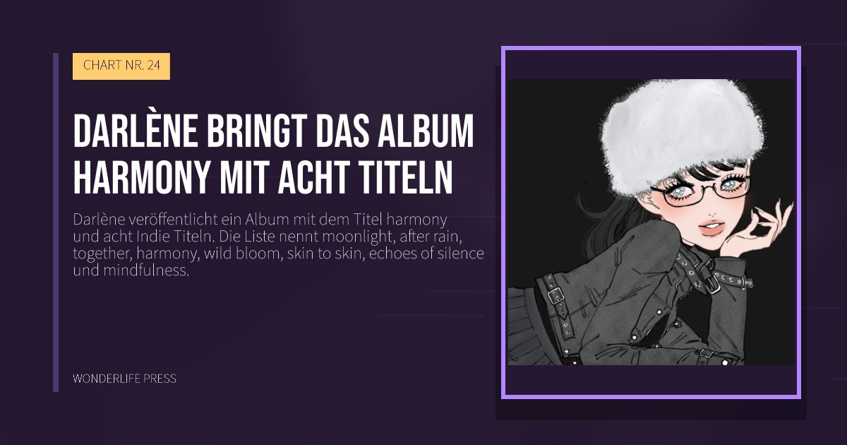 Wonderlife Press: Darlène bringt das Album harmony mit acht Titeln. Veröffentlichungscover. CHART NR. 24.