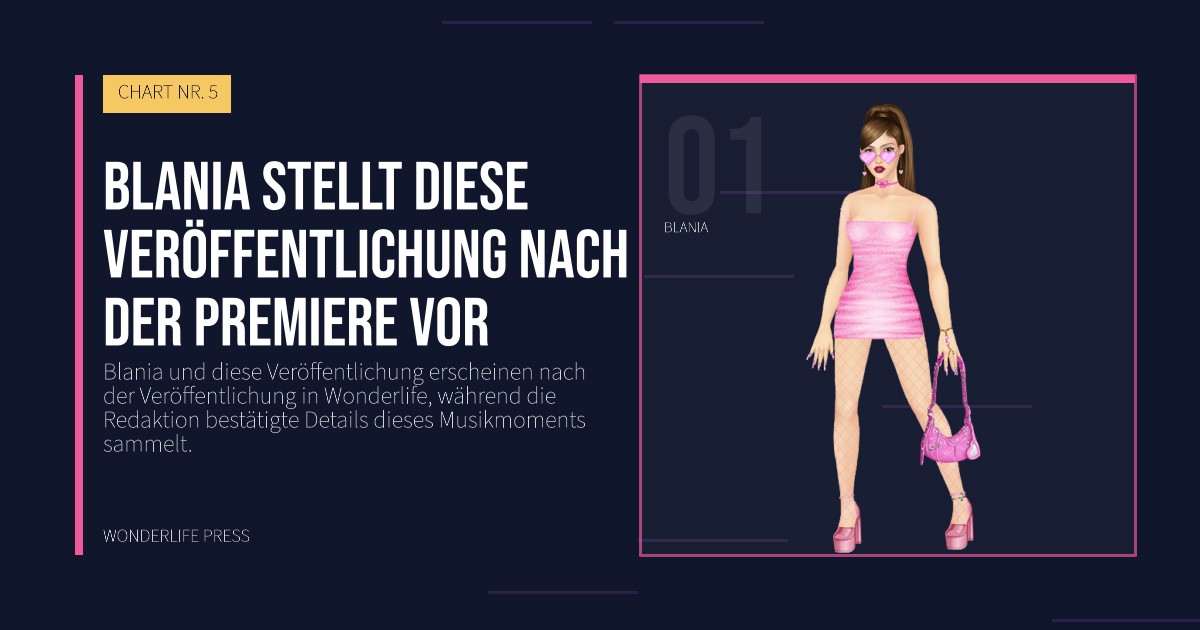 Wonderlife Press: Blania stellt diese Veröffentlichung nach der Premiere vor. Künstlerporträt. CHART NR. 5.