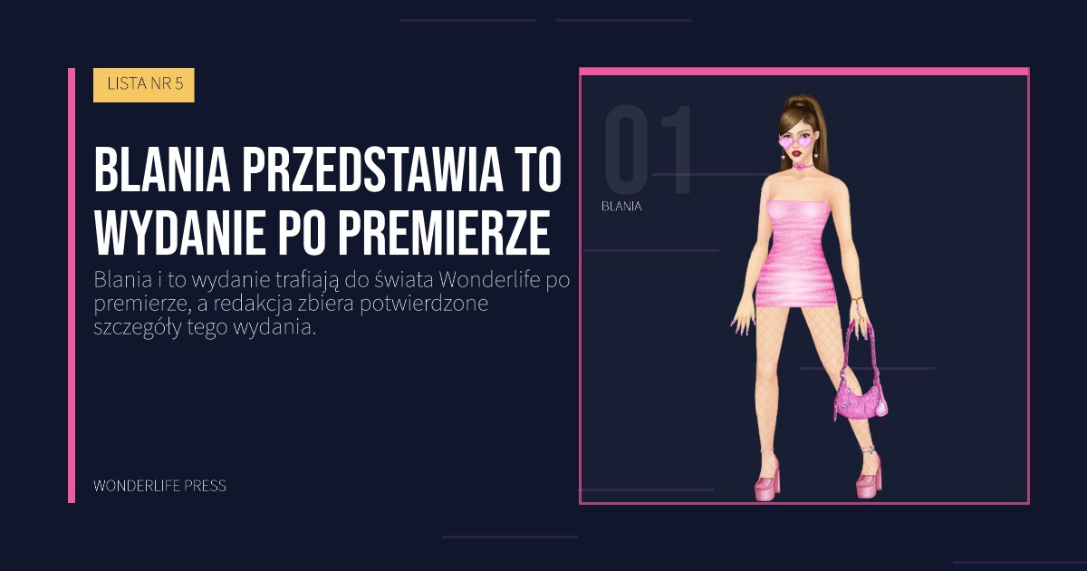 Wonderlife Press: Blania przedstawia to wydanie po premierze. portret artystów. LISTA NR 5.