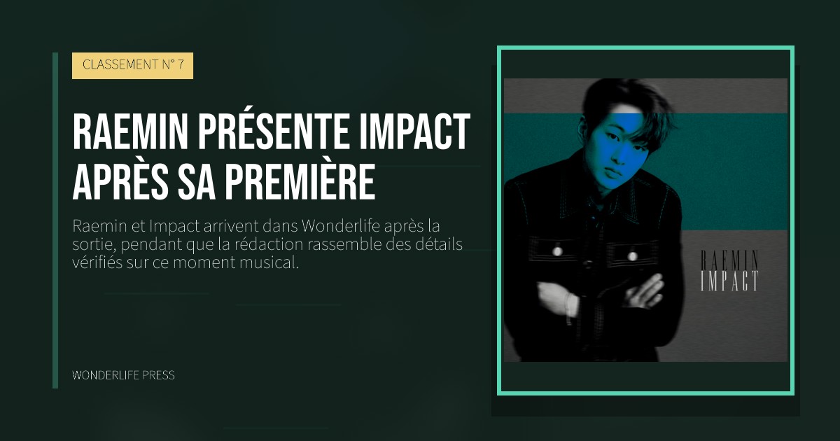 Wonderlife Press: Raemin présente Impact après sa première. pochette de la sortie. CLASSEMENT N° 7.