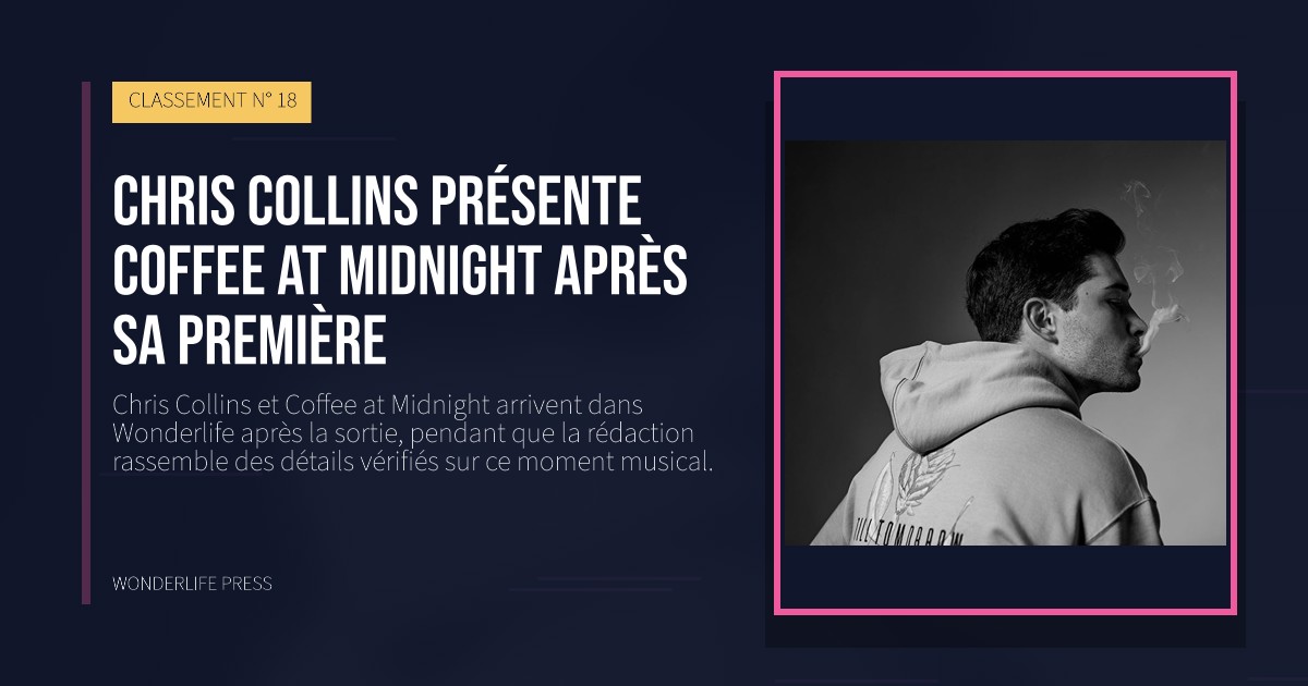 Wonderlife Press: Chris Collins présente Coffee at Midnight après sa première. pochette de la sortie. CLASSEMENT N° 18.