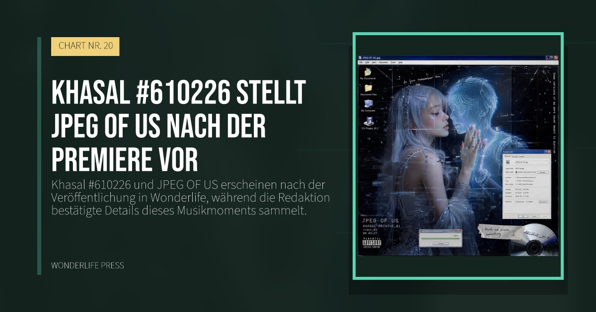 Wonderlife Press: Khasal #610226 stellt JPEG OF US nach der Premiere vor. Veröffentlichungscover. CHART NR. 20.