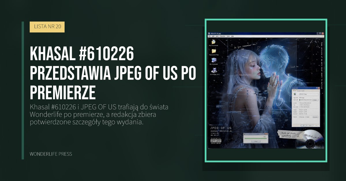 Wonderlife Press: Khasal #610226 przedstawia JPEG OF US po premierze. okładka wydawnictwa. LISTA NR 20.