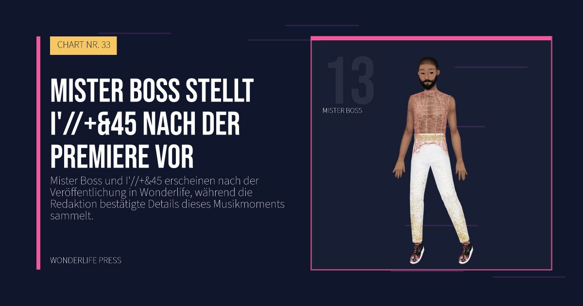 Wonderlife Press: Mister Boss stellt I'//+&45 nach der Premiere vor. Künstlerporträt. CHART NR. 33.