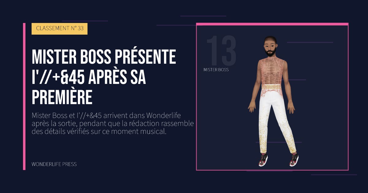 Wonderlife Press: Mister Boss présente I'//+&45 après sa première. portrait des artistes. CLASSEMENT N° 33.