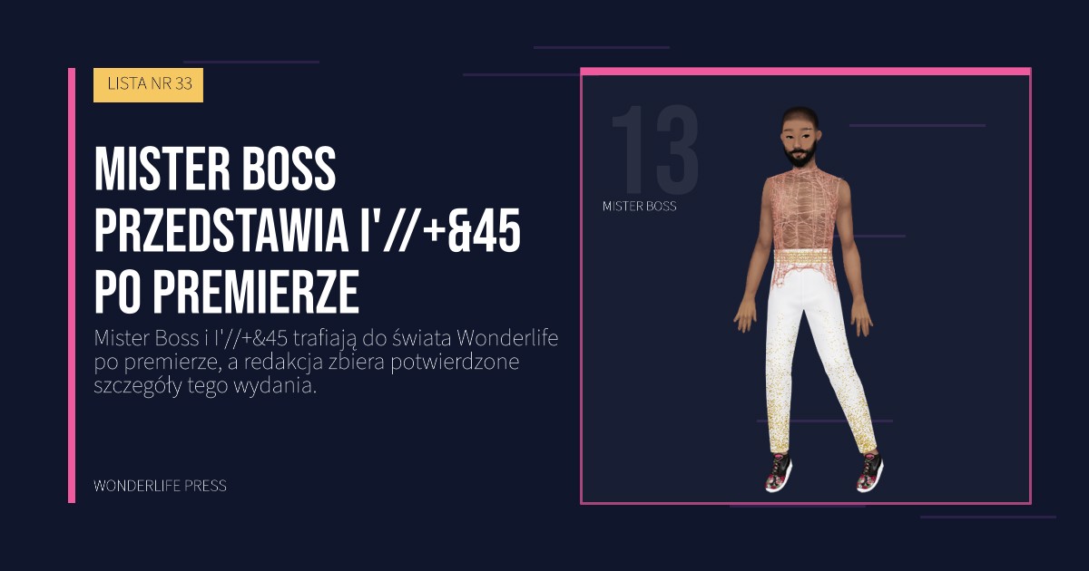 Wonderlife Press: Mister Boss przedstawia I'//+&45 po premierze. portret artystów. LISTA NR 33.