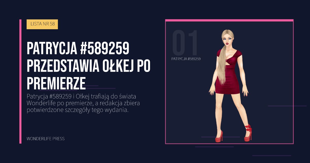 Wonderlife Press: Patrycja #589259 przedstawia Ołkej po premierze. portret artystów. LISTA NR 58.