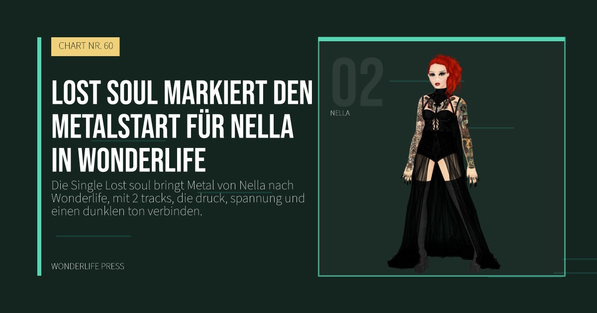 Wonderlife Press: Lost soul markiert den metalstart für Nella in Wonderlife. Künstlerporträt. CHART NR. 60.