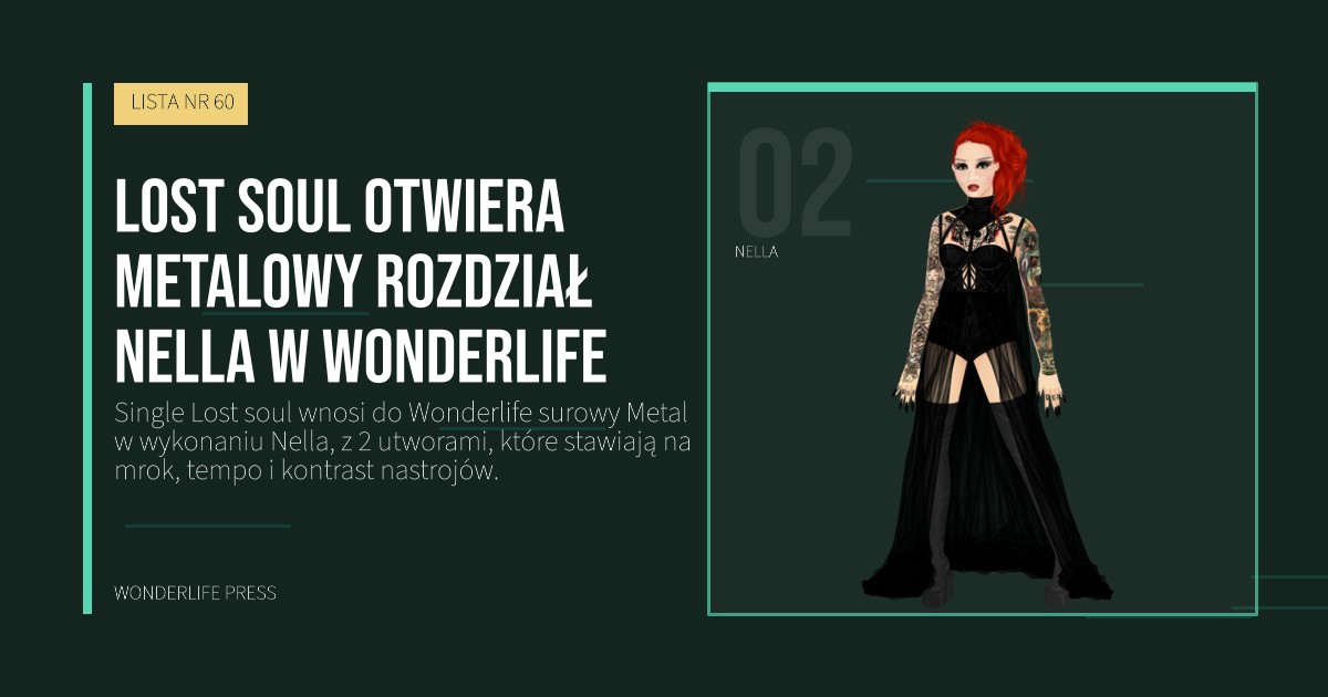 Wonderlife Press: Lost soul otwiera metalowy rozdział Nella w Wonderlife. portret artystów. LISTA NR 60.