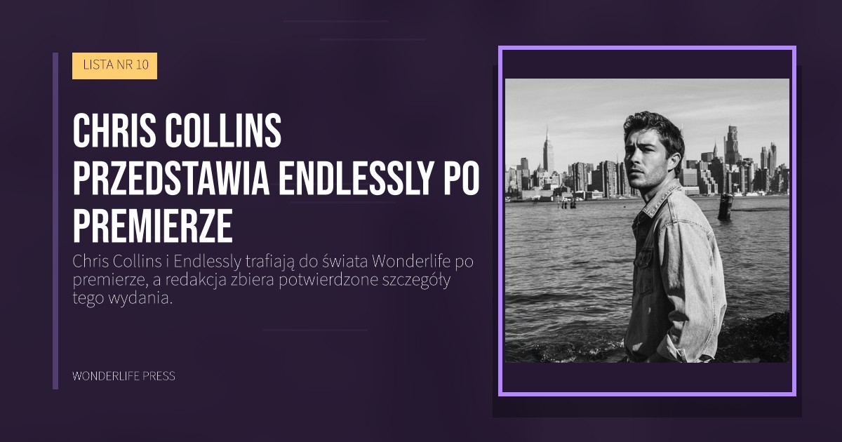 Wonderlife Press: Chris Collins przedstawia Endlessly po premierze. okładka wydawnictwa. LISTA NR 10.