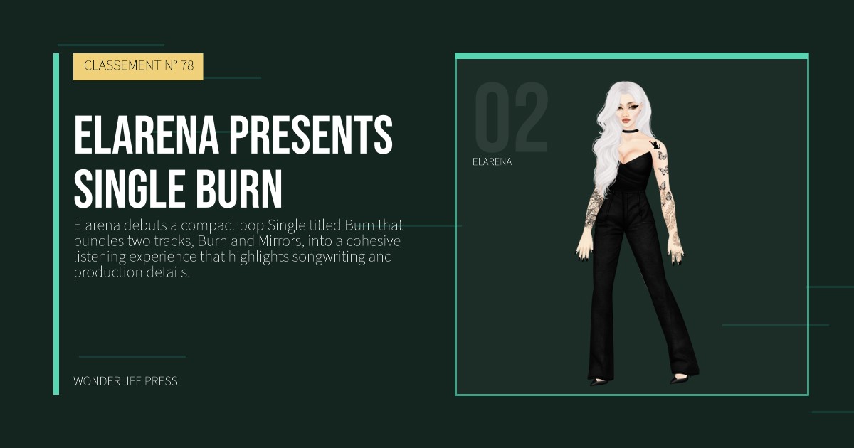 Wonderlife Press: Elarena presents Single Burn. portrait des artistes. CLASSEMENT N° 78.