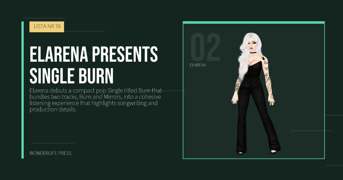 Wonderlife Press: Elarena presents Single Burn. portret artystów. LISTA NR 78.