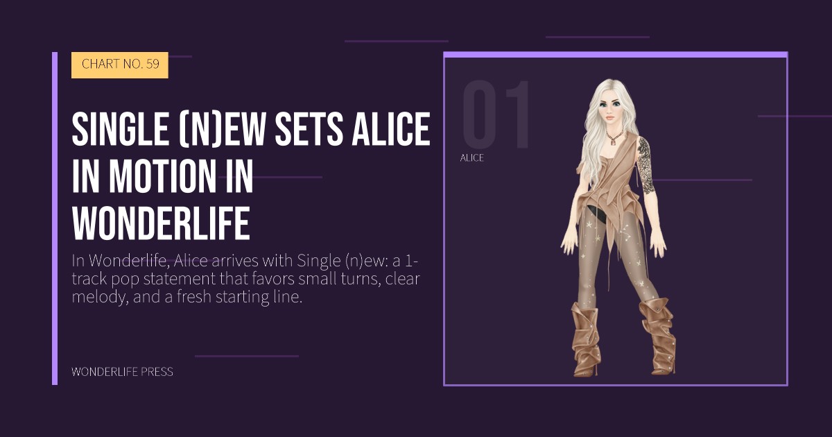 Wonderlife Press: Single (n)ew sets Alice in motion in Wonderlife. artist portrait. CHART NO. 59.